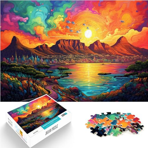 1000-teiliges Puzzle, Farbe: Südafrika, Kapstadt, geeignet für Erwachsene und Kinder ab 12 Jahren, Holzpuzzle, tolles Geschenk zu Weihnachten, Größe: 50 x 75 cm