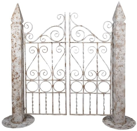 Clayre & Eef Gartentor 163x40x157 cm Weiß Braun Eisen