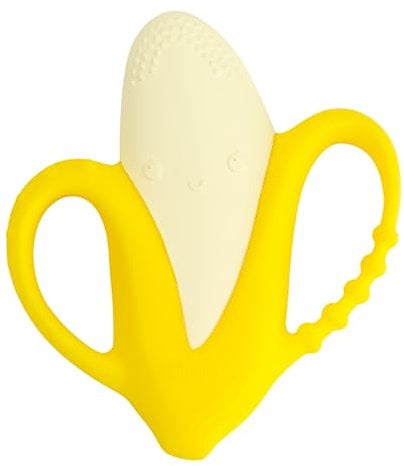 Infantino Lil’ Nibbles Anneau de Dentition en Silicone Texturé, Jouet de Dentition pour Bébé sans BPA, Doux, Facile à Saisir, Stimulation Sensorielle pour Nourrissons, Banane