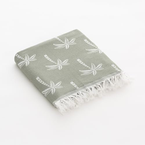 GAMUSI Fouta Pareo Strandtuch, leicht, Palmen, 90 x 180 cm, Beige