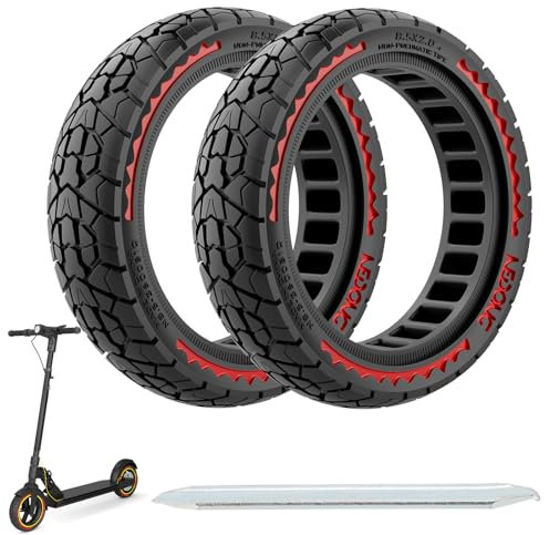 OUXI 8,5 Zoll E-Scooter Off-Road Reifen für Xiaomi Pro 2/M365 / M365 Pro/1S /3/3 Lite/Essential und alle 8,5 Zoll Scooter Reifen,Rutschfest,Pannensicher,Solide 8,5 Zoll vorne/hinten(Rot 2 Stück)