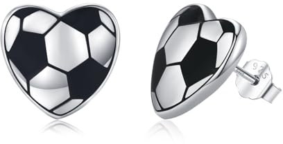 Mädchen Sport Ohrstecker 925 Sterling Silber Baseball/Basketball/Fußball/Rugby/Volleyball Ohrringe für Damen Ballspiele Ohrstecker Schmuck Geschenk für Mädchen Damen Kinder (Fußball)