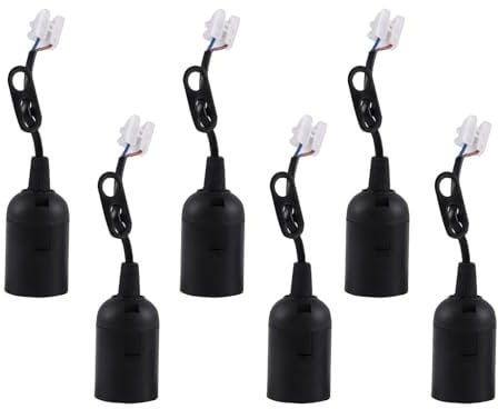 Lampenfassung, 6 Stück E27 Baufassung Mit Kabel, Schwarz