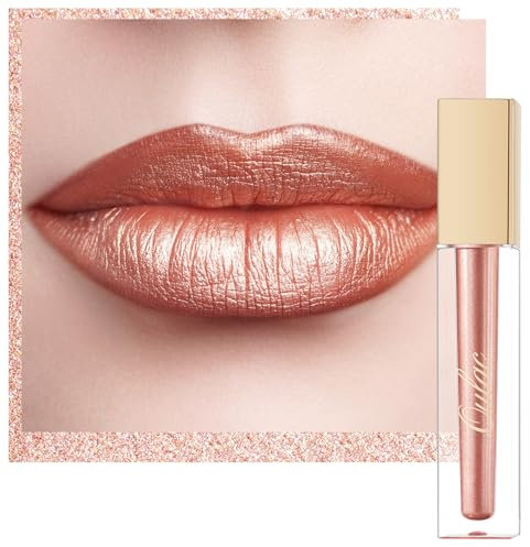 Oulac Lippenstift Metallic Glitzer 2-in-1 Lipstick&Lidschatten Lippenstift 8 Stunden Halt Leichter Lippenstain Hochpigmentiert Wischfest Wasserfester Vegan Damen Mädchen Make-up MD06