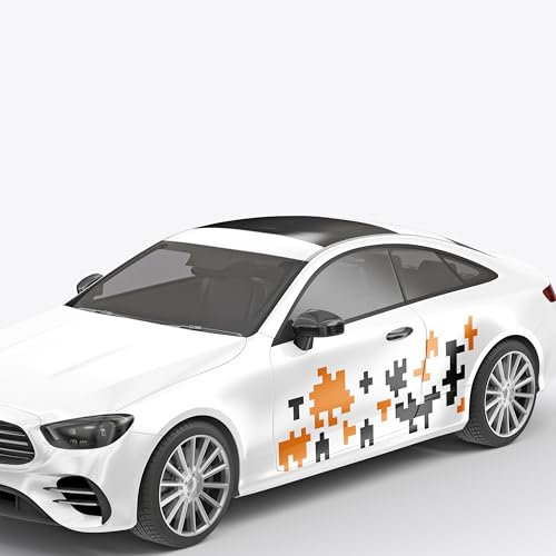 Klebekönig Seitenaufkleber 2 Set Pixel Auto Aufkleber Matrix Streifen Camouflage Racing Muster Design Dekor Flecktarn