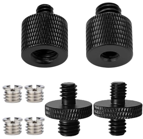 8 Adaptador de Rosca de Trípode de Cámara de 1/4 Pulgadas Macho a 3/8 Pulgadas Hembra y 3/8 Pulgadas Macho a 1/4 Hembra Conjunto de Adaptador para Trípode GoPro Cámara Soporte de Micrófono
