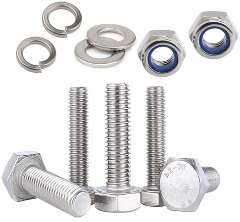 JDMA 20 Stück M8x30 Edelstahl Sechskantschrauben mit Selbstsichernde Muttern und Unterlegscheiben Federring Sechskant Schrauben Maschinenschrauben Gewindeschrauben DIN 933 (M8 X 30mm)