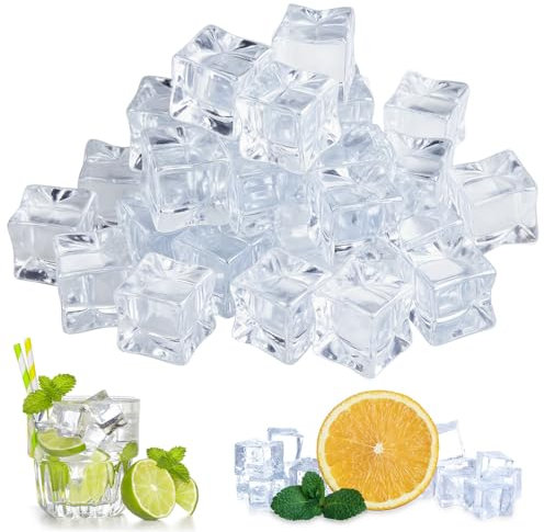 LPAMABA 120 PCS Faux Glacons Transparent 20 * 20mm Glaçons Acrylique Transparent Glacons de Décoration Faux Glacons Reutilisable pour Mariage Fête