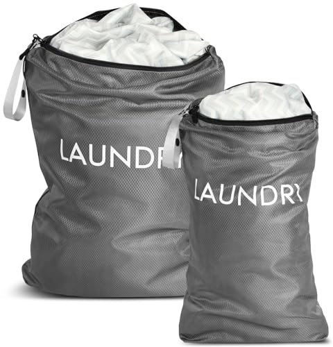 AOOTE Wäschesack Reise, 2 Pack Wasserdichte Reise Wäschebeutel mit Reißverschluss, Laundry Bag, Schmutzwäschebeutel Reise, 2 Größen Faltbarer Schmutzwäschebeutel für Camping und Reisen