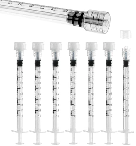 20 Pack 1ml Plastic Syringes Luer Lock, Measuring Syringe Tool for Lab,Colostrum,Watering, Refilling, Feeding Pet,Oil