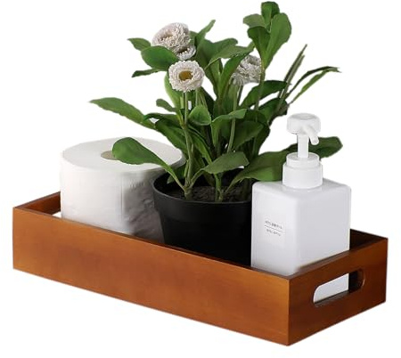 PRZSZL Brown Large Toilet Tank Topper,Wooden Toilet Box For Back Of Toilet Paper Organizers and Storage