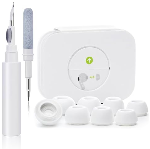 YUPZAR 4 Pairs Replacement Earplugs for kompatibel Airpods Pro 2nd/1st Gen with Noise Reduction Hole,Airpods pro aufsätze,Tips with Cleaning Kit & Organiser (White - (XS/S/M/L))