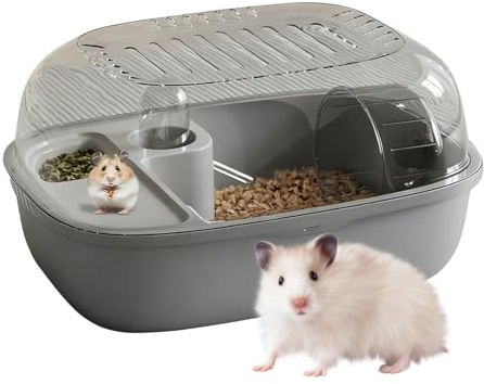Hamsterkäfig – Kleintierhaus mit 2 Ebenen mit Übungsrad, Hamsterlebensraum mit Zubehör, für Innen- und Außenbereich, Reisen, Apartment, Schlafzimmer