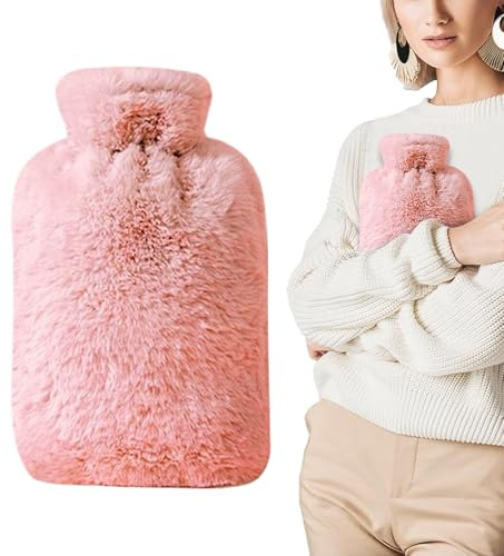 Bouillotte avec housse de protection souple – 1 L – Gourde étanche et réutilisable – pour compresser le froid, les crampes menstruelles, les adultes, les personnes âgées, l'hiver, les épaules, le cou