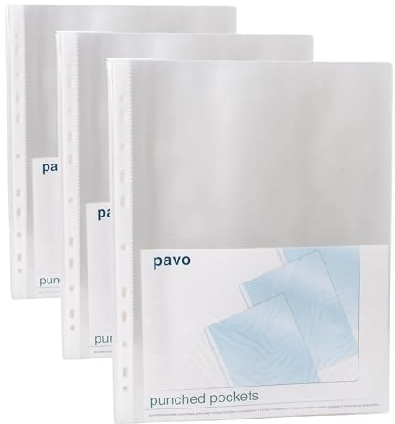 Pavo - Premium Prospekthüllen/Klarsichthüllen DIN A4 40 mic PP Genarbt x 100 Stück, 8020591 (Packung mit 3)