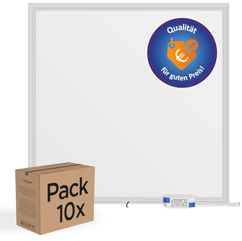 LECOM 10x LED Panel 62x62 Neutralweiß 4000K 4000lm Bürodeckenleuchte Flach | Extrem flache Rasterleuchte (Odenwalddecke) mit neutralweißem Licht. Ideal für Büro, Flur, Praxis und Empfangsbereiche.