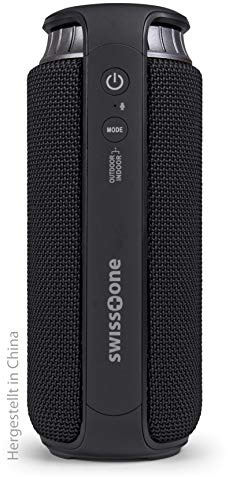 swisstone BX 500 Bluetooth Lautsprecher (Spritzwassergeschützt nach IPX4, Freisprechfunktion, X-Bass für satten Sound) schwarz