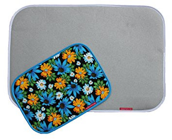 THEQUILTMATE - Premium Bügelunterlage, speziell für Quilter und Bastler, Kombi: Classic Silver, 43,2 x 63,5 cm, Blue Mini, 25,4 x 35,6 cm