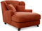 Cavadore XXL-Sessel Assado / Großer Polstersessel mit Holzfüßen und großer Sitzfläche / Inkl. 2 Zierkissen / 109 x 104 x 145 / Webstoff Orange (Terra)