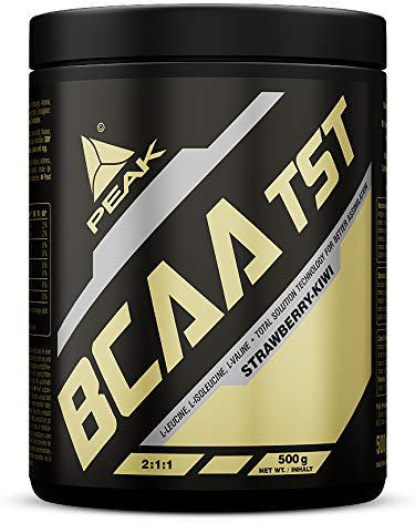 PEAK BCAA - TS-Technology - 500g Geschmack Strawberry Kiwi I 38 Portionen I Pulver I verzweigtkettige Aminosäuren I 2:1:1 (Leucin : Isoleucin : Valin) I schnelle Resorption I vegan