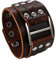 JewelryWe Schmuck Herren Armband, Punk Rock Biker Nieten Rivet breit Leder Echtleder Armband Armreif Manschette verstellbaren 6.5-8.5 Zoll, braun