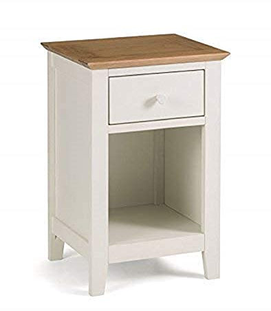 Julian Bowen Salerno Shaker 1 Drawer Bedside - Ivory / Oak Bedsides