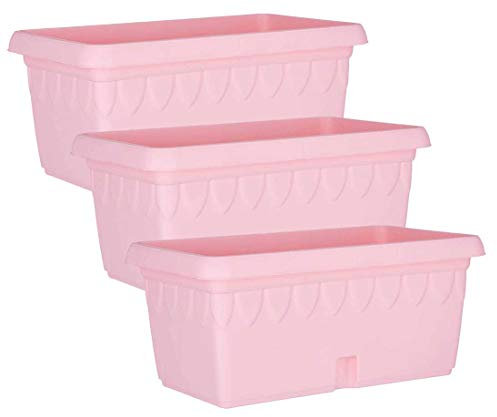 Jardinera Balcón Maceta 6 litros, 32cm Largo Set 3 Unidades (Rosa)