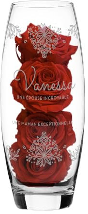 CADEAUX.COM - Vase Personnalisé 26 cm - Vase Ovale Fleurs - Cadeau Personnalisé par Gravure avec Prénom Et Message - Femme Anniversaire Fete des Meres - Couple Original Saint-Valentin