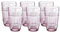 WHOLE HOUSEWARES Vasos Agua de Colores - Juego de 6 Vasos - Vasos de Vidrio - Vasos de Mosaico con Diseño en Relieve, 330 ml - Vasos para Agua, Té Helado, Zumo - Rosa