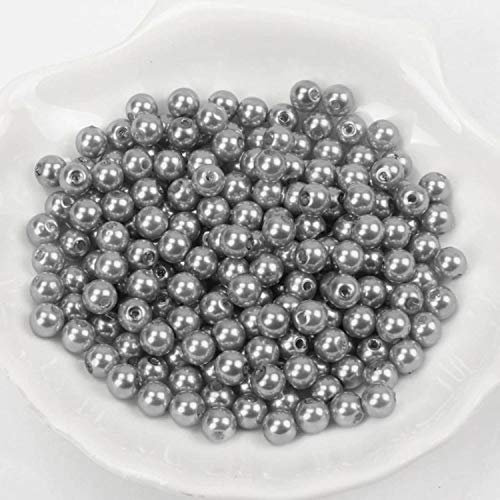 (8mm / Silber) Perlen/Bastelperlen - 30 Farben mit Loch zum basteln Traumfänger Wachsperlen Kreuz Zubehör Deko Mix Set groß und klein fädeln Armband Schlüsselanhänger Acryl bunt Schmuck