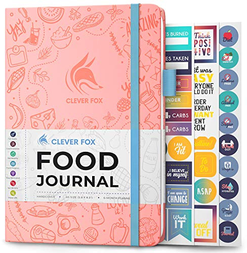Clever Fox Food Journal for Women & Men, Weight Loss Tracker, Light Pink | Compact 14.5 x 21cm daily diet diary, food & fitness log, track meals, calories & nutrients, calorie counting notebook