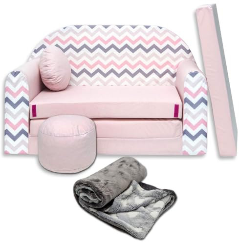 millybo Kindersofa Kinder Couch mit Schlaffunktion ausklappbar 3in1 Kinder Sofa Spielsofa mit Bettfunktion Mädchen Jungen Sitzsack Minisofa Schlafsofa Kinderzimmer Schlafsessel (HJ1)