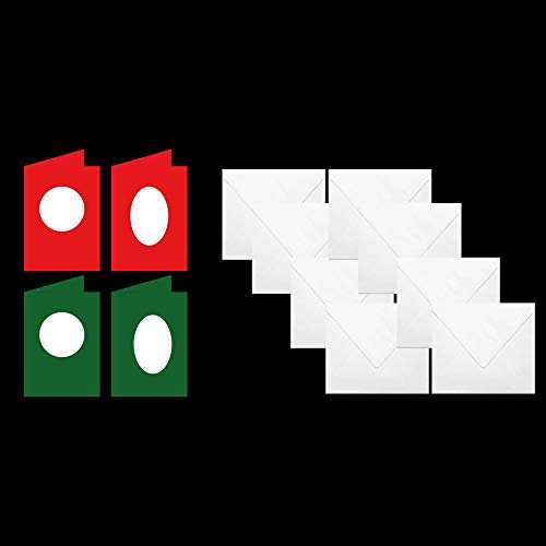 GOCRAFT 542615.000.000 C6 ovale Kreis-Blende Karten und Umschläge, rot und grün, 10 Stück