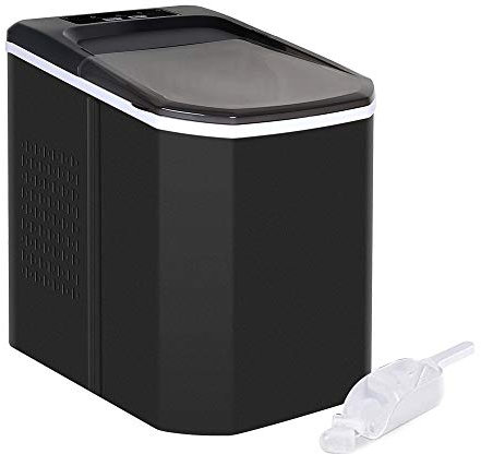 Ice Cube Maker for Home Kitchen, Portable Counter Top Small Ice Cube Machine, Electric Silent Ice Maker Machine with Scoop & Removable Basket, Easy Operation, 9 Ice Cubes Within 6-13 Minutes, Black