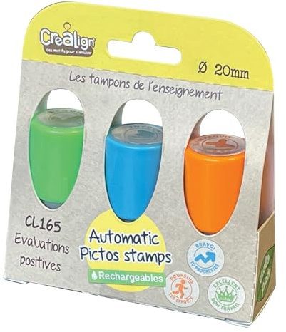 Créa Lign - Tampons Notation Automatique Evaluations Positives - CL165, Bleu/Vert/Orange