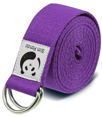 Slim Panda Yoga Gurt aus Baumwolle, Praktisches Yogagurt Yoga-Zubehör für Dehnen und Fitness, Yoga Band mit Schiebeschnalle aus Metall gut Anfänger & Fortgeschrittene, 180 cm Violett
