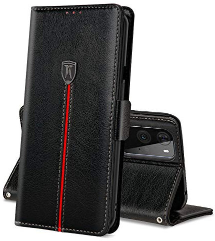 Hülle für Oneplus 9 Pro, Magnet Ledertasche Handyhülle, Klapp Leder Kartenfächer Schutzhülle, Flip TPU Bumper Silikon Bookcase, Stoßfeste Standfunktion Cover für Oneplus 9 Pro (6.78) Schwarz