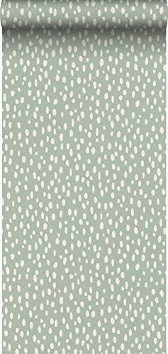 Esta Home Tapete Punkte Mintgrün und Weiß 53 cm x 10.05 m