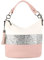 Gallantry - Sac à Main Bandoulière Femme Paillettes - Sac Seau Porté Epaule Multicolore Rayures - Besace Bandes Anse Large Soirée Mariage - PU Cuir Souple - Chic Tendance - Rose