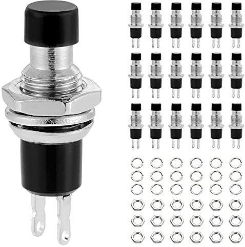 eROOSY Interruttore a pulsante momentaneo 20PCS, mini interruttori a pulsante SPST 1A 250VAC Normalmente aperto (NO) Cappuccio nero per circuito di controllo industriale