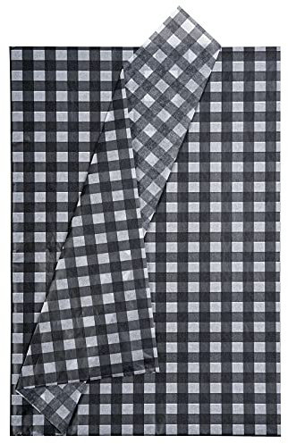 RUSPEPA Weihnachten Geschenkpapier Seidenpapier - Schwarz-Weiß Kariertes Design Seidenpapier für Heimarbeit Bastelarbeit Geschenkverpackung – 50 x 70 cm – 25 Blatt