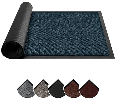 Circle of trust Dirt Trapper Door mats Indoor & Outdoor Blue 90x120cm Doormat - Non Slip Rubber Back Floor Mat - Super Absorbent Heavy Duty Door Mat, Washable Door Mat Barrier Mat