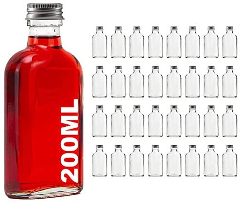 casavetro Lot de 32 bouteilles en verre vides de 200 ml avec bouchon à vis, bouteille de vin, de liqueur, de vinaigre, d'huile à remplir, 0,2 l (32 x 200 ml)