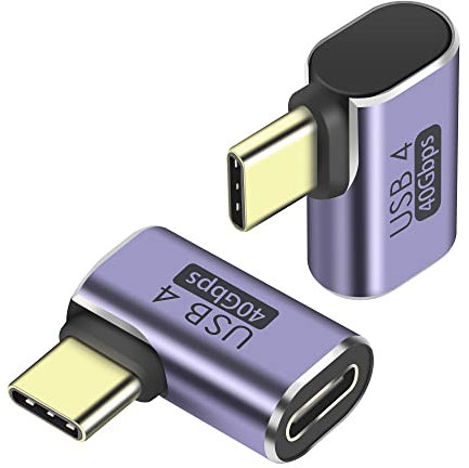 QIANRENON USB C 90° Winkeladapter USB 4.0 Type C Buchse auf Stecker rechtwinkliger Kupplungsstecker 40 Gbit/s Datenübertragung Laden Type C OTG für Laptop Tablet Handy, 2 Stück