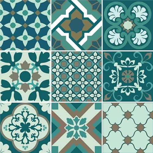 Wunderwand Fliesenaufkleber für Küche & Bad - Klebefliesen - Fliesen Einfach Überkleben - Ornamnte Portugiesisch Vintage (9, 15 x 20 cm)