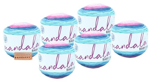 Lion Brand Yarn - Mandala Baby - 6er-Pack mit Nadelstärke (Arendelle)