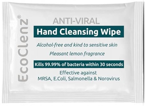 Anti Viral Hand Cleansing Wipes 100 Individually Wrapped Sachets Lemon Fragrance