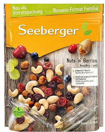 Seeberger Nuts´n Berries: Knackig süße Mischung aus wertvollen Nusskernen & fruchtigen Trockenfrüchten, Reich an Vitamin E und ungesättigten Fettsäuren (1 x 400 g)