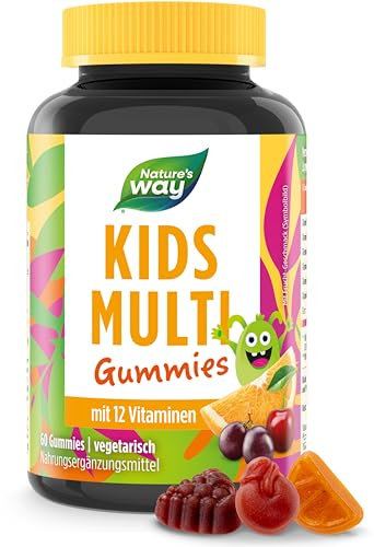 Vitamine Kinder Multivitamin Gummibärchen - Immunsystem stärken Kinder Jugendliche Vitamine B Komplex B3 B6 B12 C und Zink - 60 Vitamin Gummies ohne Gluten Laktose Gelatine ab 4 Jahren