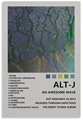 ABIRAA An Awesome Wave Alt-J Poster Leinwand Poster Wand Dekorative Kunst Gemälde Wohnzimmer Schlafzimmer Dekoration Geschenk Rahmen Stil 30 x 45 cm
